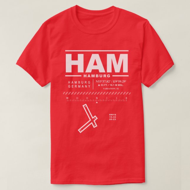 Camiseta Aeropuerto de Hamburgo HAM T-Shirt (Diseño del anverso)