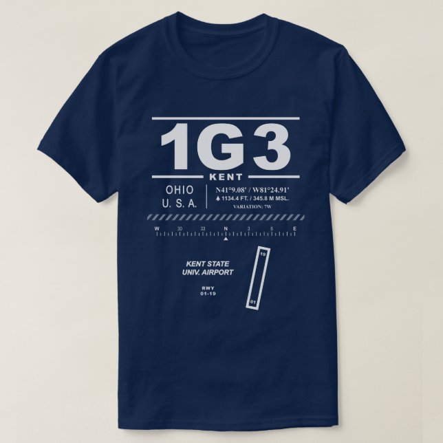 Camiseta Aeropuerto de la Universidad Estatal de Kent 1G3 T (Diseño del anverso)