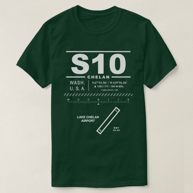 Camiseta Aeropuerto de Lake Chelan S10 T-Shirt (Diseño del anverso)