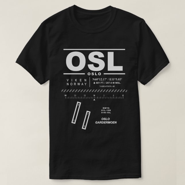 Camiseta Aeropuerto de Oslo Gardermoen OSL T-Shirt (Diseño del anverso)
