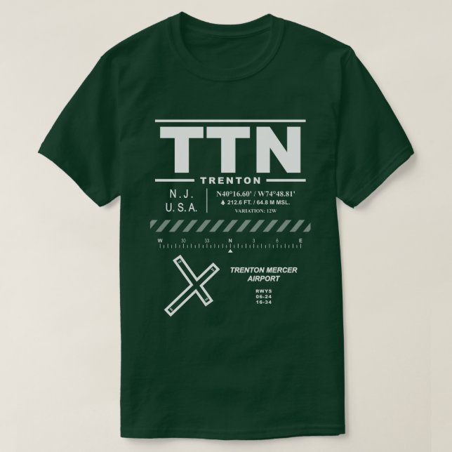 Camiseta Aeropuerto de Trenton-Mercer (Diseño del anverso)