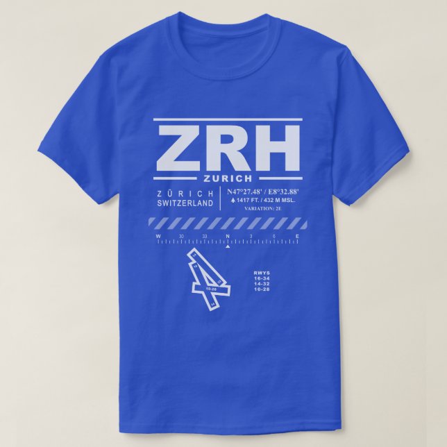 Camiseta Aeropuerto de Zurich ZRH Tee Shirt (Diseño del anverso)