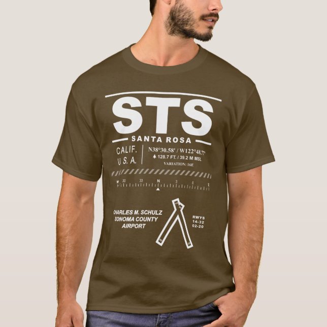 Camiseta Aeropuerto del Condado de Charles M Schulz Sonoma (Anverso)