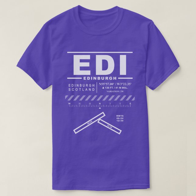 Camiseta Aeropuerto Edinburgh EDI Tee Shirt (Diseño del anverso)