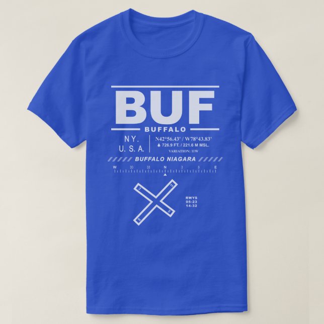 Camiseta Aeropuerto Internacional Búfalo Niagara BUF T-Shir (Diseño del anverso)