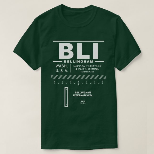Camiseta Aeropuerto Internacional de Bellingham BLI T-Shirt (Diseño del anverso)