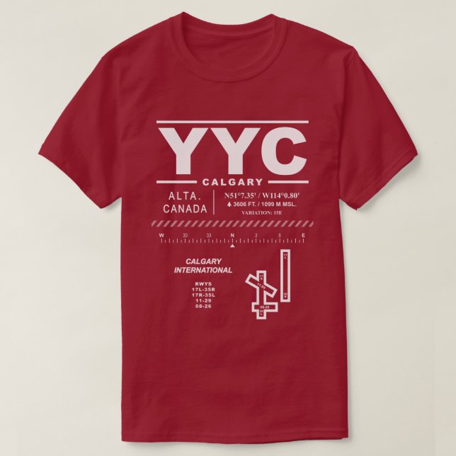 Camiseta Aeropuerto Internacional de Calgary YYC T-Shirt (Diseño del anverso)