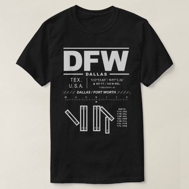 Camiseta Aeropuerto Internacional de Dallas Fort Worth (Diseño del anverso)