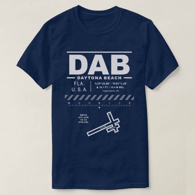 Camiseta Aeropuerto Internacional de Daytona Beach DAB T-Sh (Diseño del anverso)