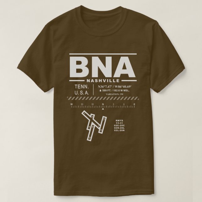 Camiseta Aeropuerto Internacional de Nashville BNA T-Shirt (Diseño del anverso)
