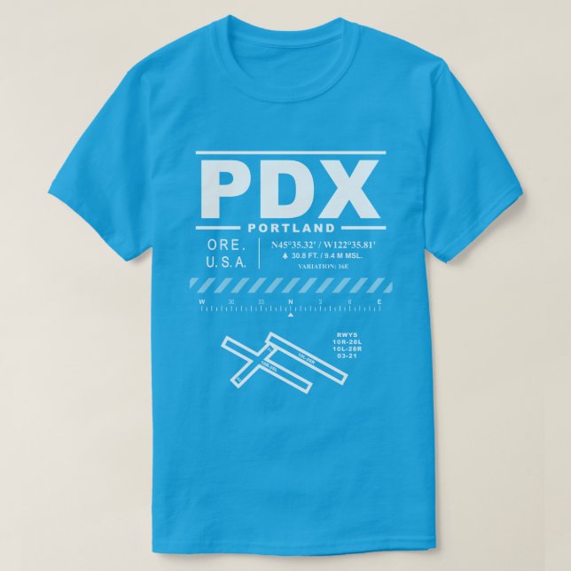 Camiseta Aeropuerto Internacional de Portland PDX (Diseño del anverso)