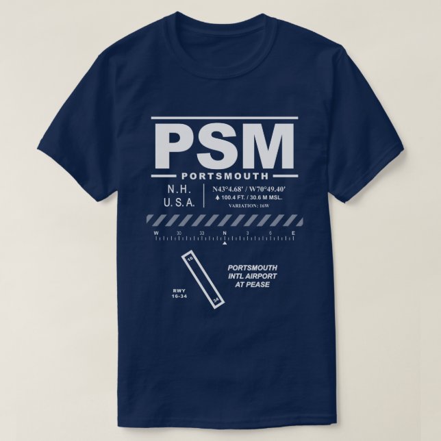 Camiseta Aeropuerto Internacional de Portsmouth en la camis (Diseño del anverso)