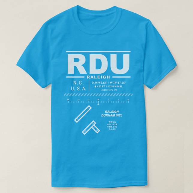 Camiseta Aeropuerto Internacional de Raleigh Durham (Diseño del anverso)