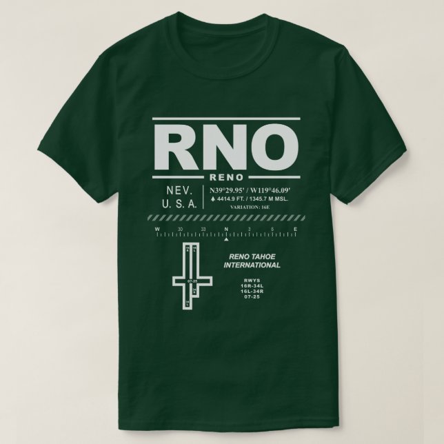 Camiseta Aeropuerto Internacional de Reno Tahoe (Diseño del anverso)
