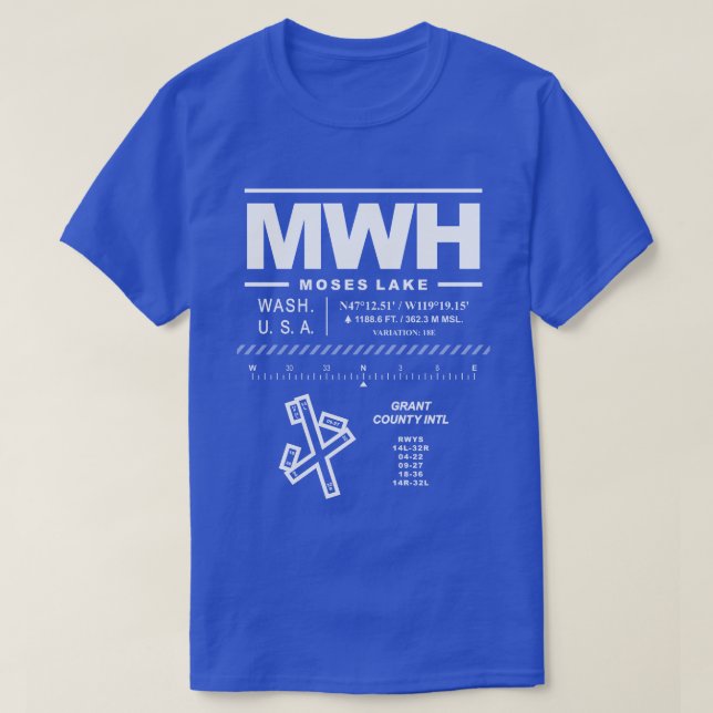Camiseta Aeropuerto Internacional del Condado de Grant MWH  (Diseño del anverso)