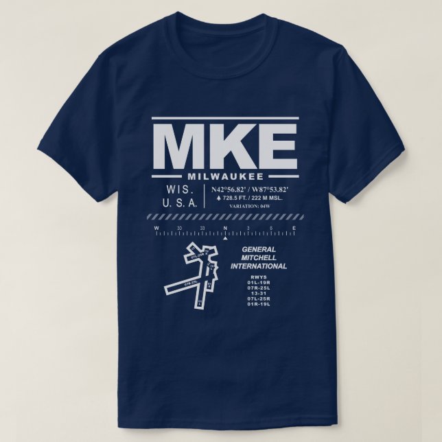 Camiseta Aeropuerto Internacional General Mitchell MKE T-Sh (Diseño del anverso)