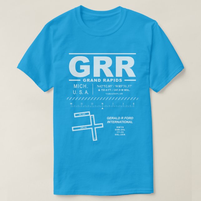 Camiseta Aeropuerto Internacional Gerald R. Ford GRR (Diseño del anverso)