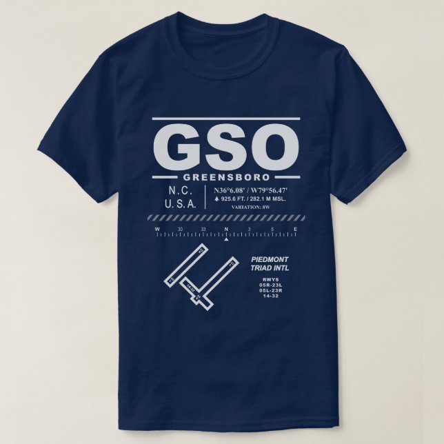 Camiseta Aeropuerto Internacional GSO T-Shirt de Piedmont T (Diseño del anverso)