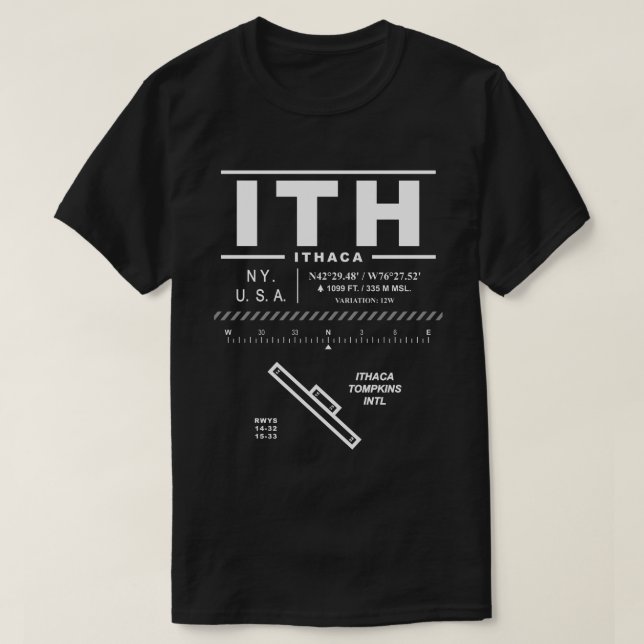 Camiseta Aeropuerto Internacional Ithaca Tompkins ITH (Diseño del anverso)