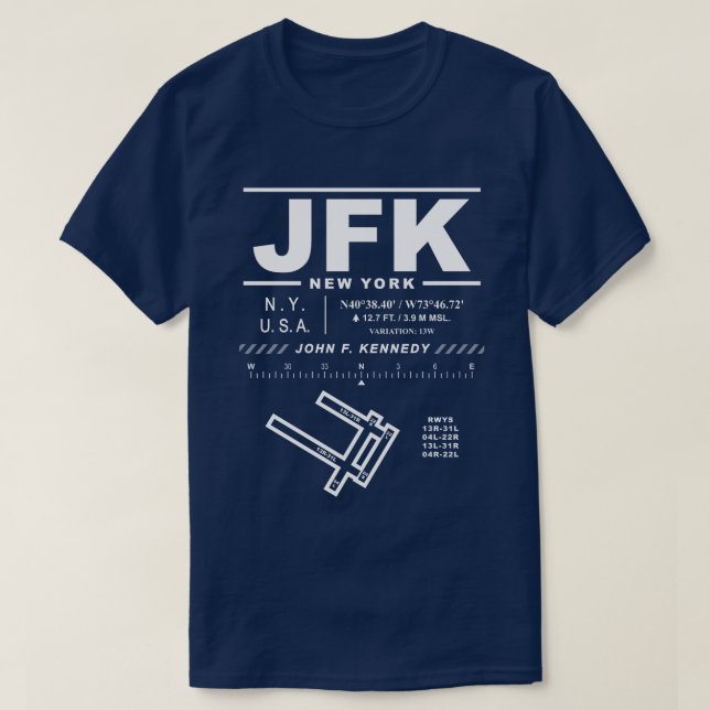 Camiseta Aeropuerto Internacional John F. Kennedy JFK T-Shi (Diseño del anverso)