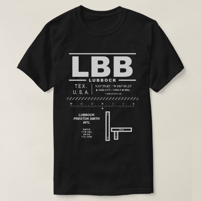 Camiseta Aeropuerto Internacional Lubbock Preston Smith (Diseño del anverso)