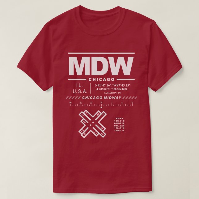 Camiseta Aeropuerto Internacional MDW T-Shirt de Chicago Mi (Diseño del anverso)