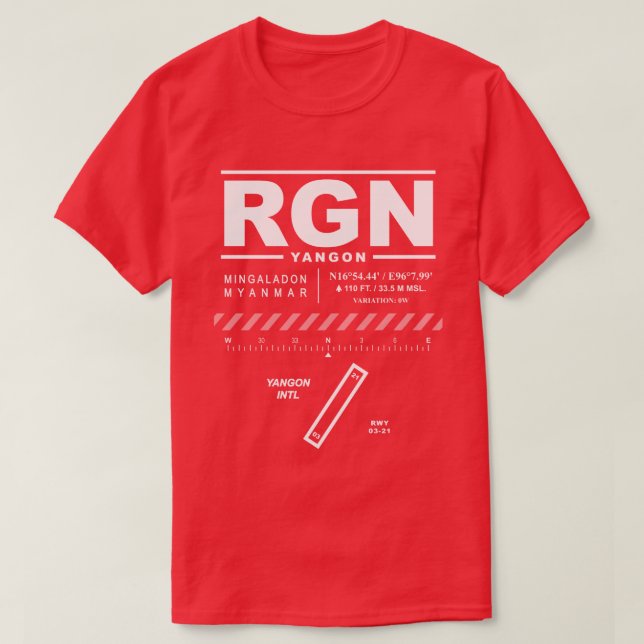 Camiseta Aeropuerto Internacional RGN T-Shirt de Yangon (Diseño del anverso)