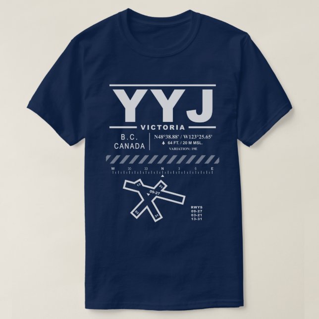 Camiseta Aeropuerto Internacional Victoria YYJ Tee Shirt: (Diseño del anverso)