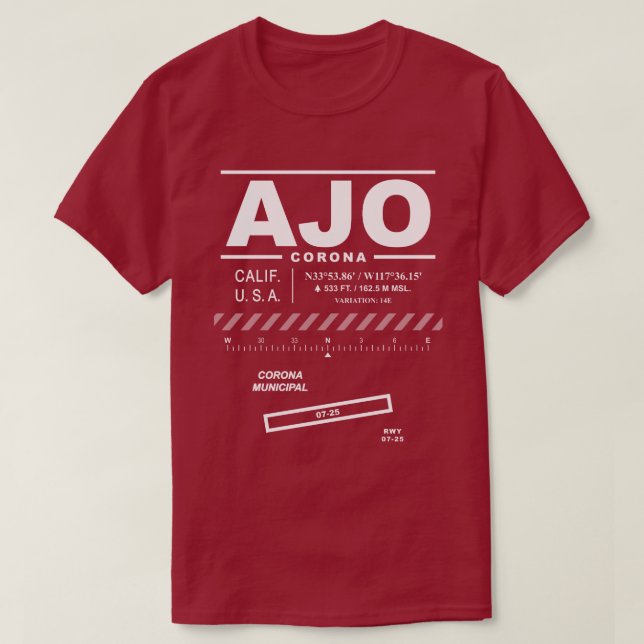 Camiseta Aeropuerto Municipal de Corona AJO (Diseño del anverso)