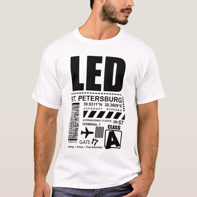Camiseta Aeropuerto Pulkovo LED de San Petersburgo (Anverso)