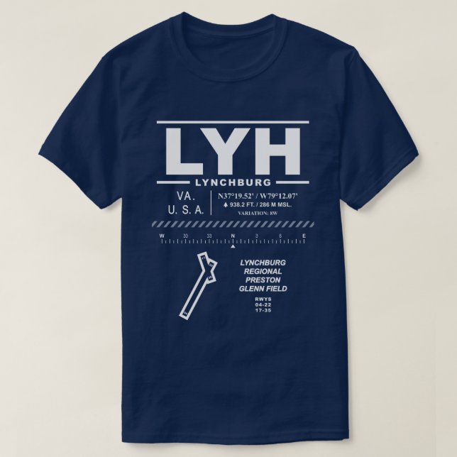 Camiseta Aeropuerto Regional de Lynchburg LYH T-Shirt (Diseño del anverso)