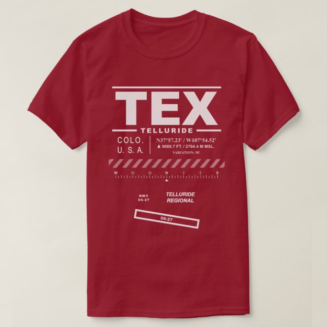Camiseta Aeropuerto Regional de Telluride TEX T-Shirt (Diseño del anverso)