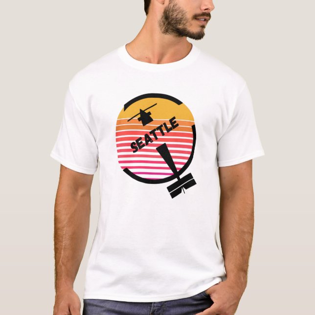 Camiseta Aeropuerto SEA Seattle, Washington - Avión Retro (Anverso)