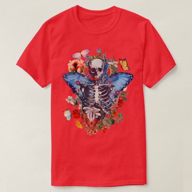 Camiseta Aes Fairy Grunge Butterfly Wing Skeleton Fairycore (Diseño del anverso)