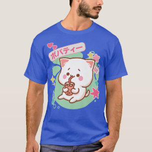 Camiseta Aesética Kawaii Anime Cat Boba Leche Bubble Tea Ne