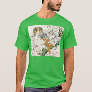 Camiseta Aest de Sakura, flor de cerezo y búho japonés vint
