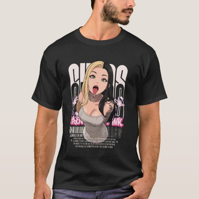 Camiseta Aesthetic Anime Girl Tattoos Chaos Goth Streetwear (Anverso)