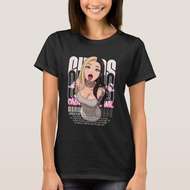 Camiseta Aesthetic Anime Girl Tattoos Chaos Goth Streetwear (Anverso)