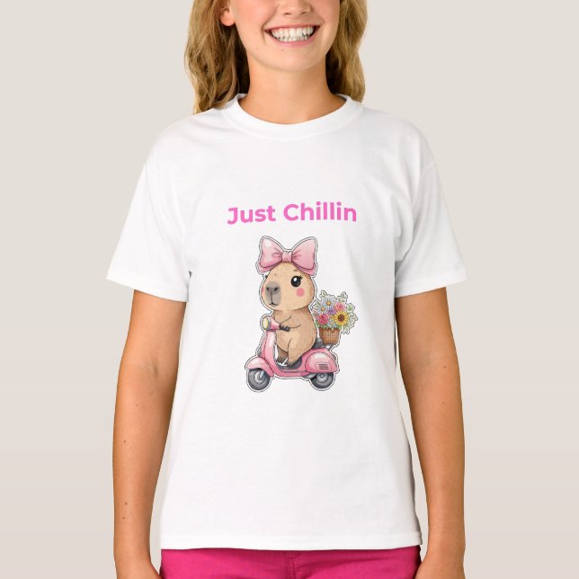 Camiseta Aesthetic Capybara Just Chillin' Cute T-Shirt (Anverso)