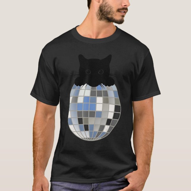 Camiseta Aesthetic Disco Ball Winter Snow Black Cat Disco C (Anverso)