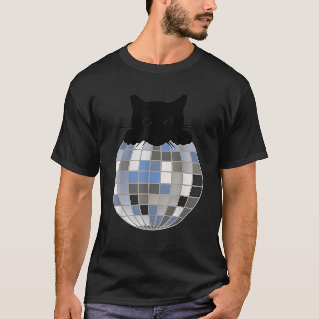 Camiseta Aesthetic Disco Ball Winter Snow Black Cat Disco C (Anverso)