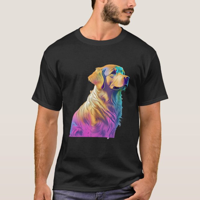 Camiseta Aesthetic Golden Retriever Party with 80s Retrowav (Anverso)