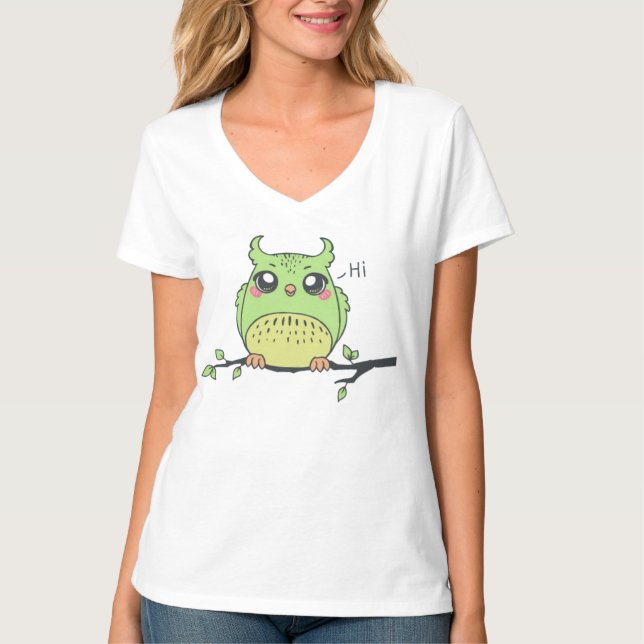 Camiseta Aesthetic Green Owl Women's T-Shirt - Whimsical  (Anverso)