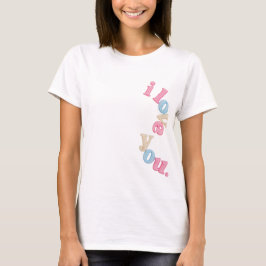Camiseta Aesthetic i love you Wavy Pastel Typography T-Shir