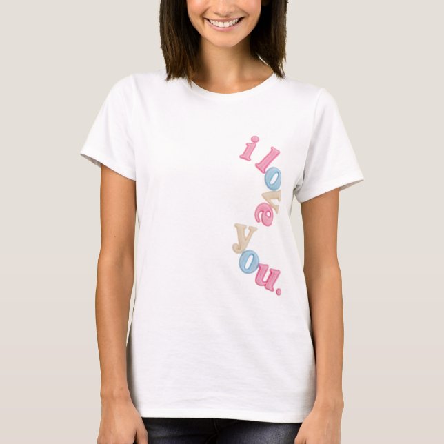 Camiseta Aesthetic i love you Wavy Pastel Typography T-Shir (Anverso)