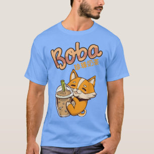 Camiseta Aesthetic Kawaii Corgi Bubble Tea Funny Boba's Wel