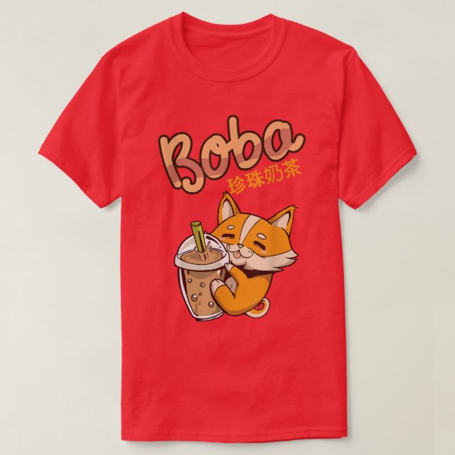 Camiseta Aesthetic Kawaii Corgi Bubble Tea Funny Bobas Wels (Diseño del anverso)