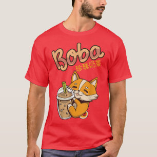 Camiseta Aesthetic Kawaii Corgi Bubble Tea Funny Bobas Wels