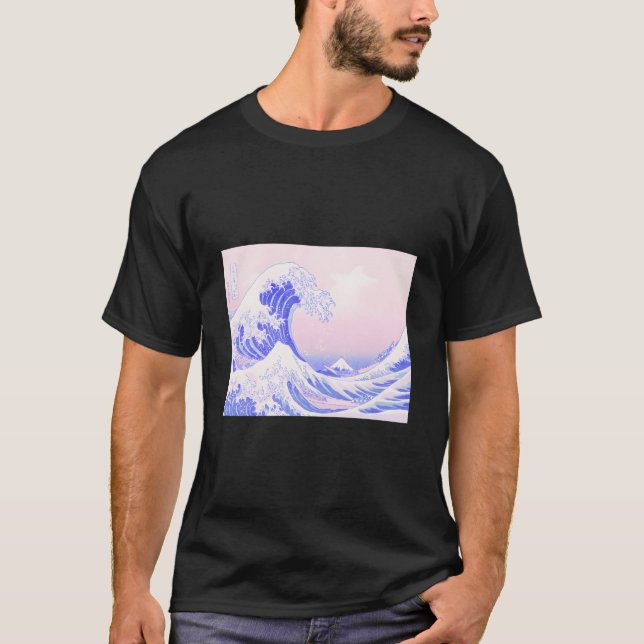 Camiseta Aesthetic Pastel K Purple Great Wave Kawaii Japane (Anverso)