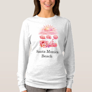 Camiseta Aesthetic Pink Beach Sunset Watercolor